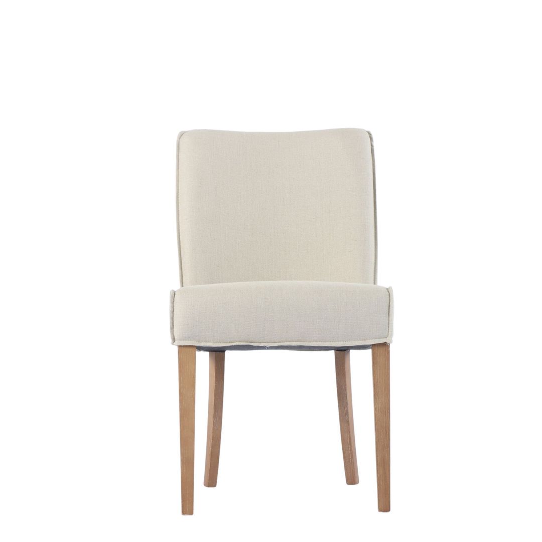 BIANCA DINING CHAIR  CREAM FABRIC WITH WASHED OAK LEG image 1